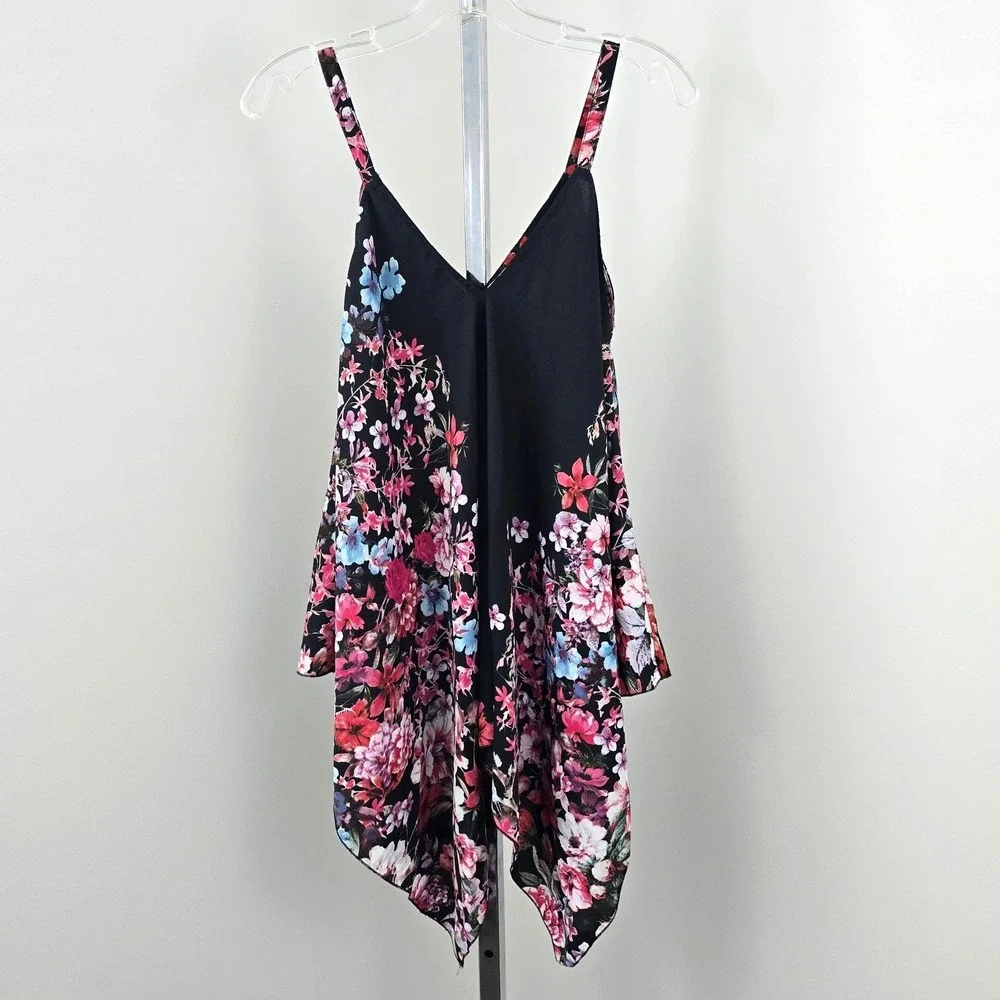 Uniquie Spectrum‎ Asymmetrial Hem Sleeveless Floral Print Top Multicolor M - Picture 4 of 9